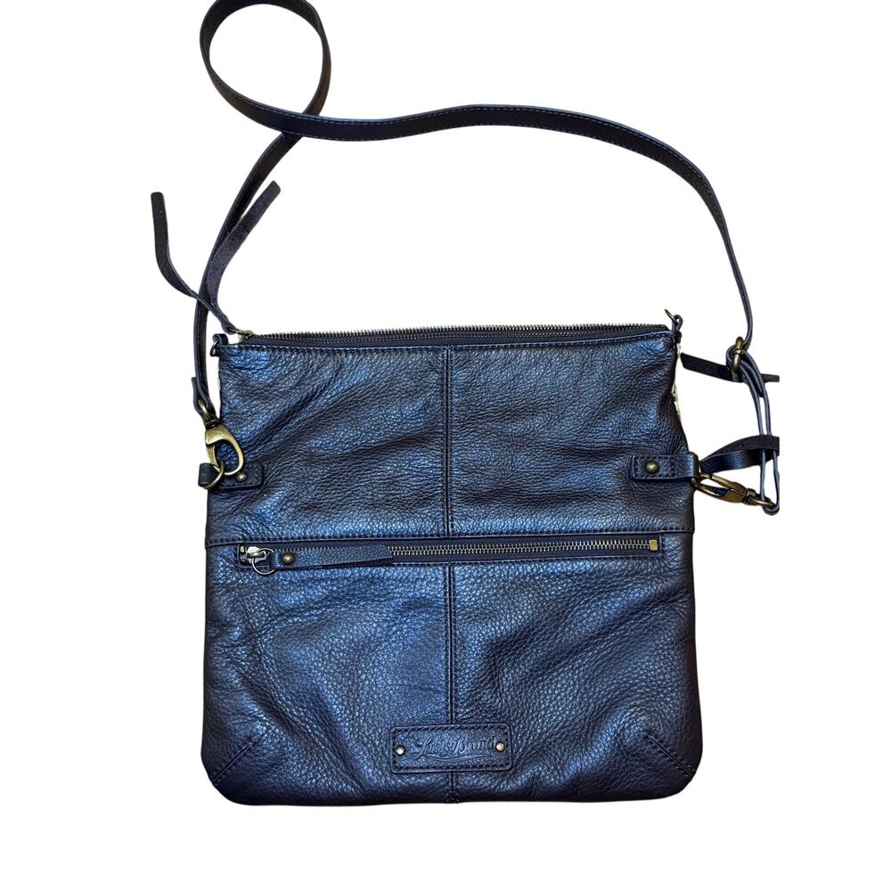 Lucky Brand Brown Pebbled Leather Crossbody‎ Bag Convertible Foldover Purse